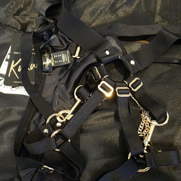 Honey Birdette Kukuro black with gold hardware open brief - Small - NWT - Picture 6 of 6